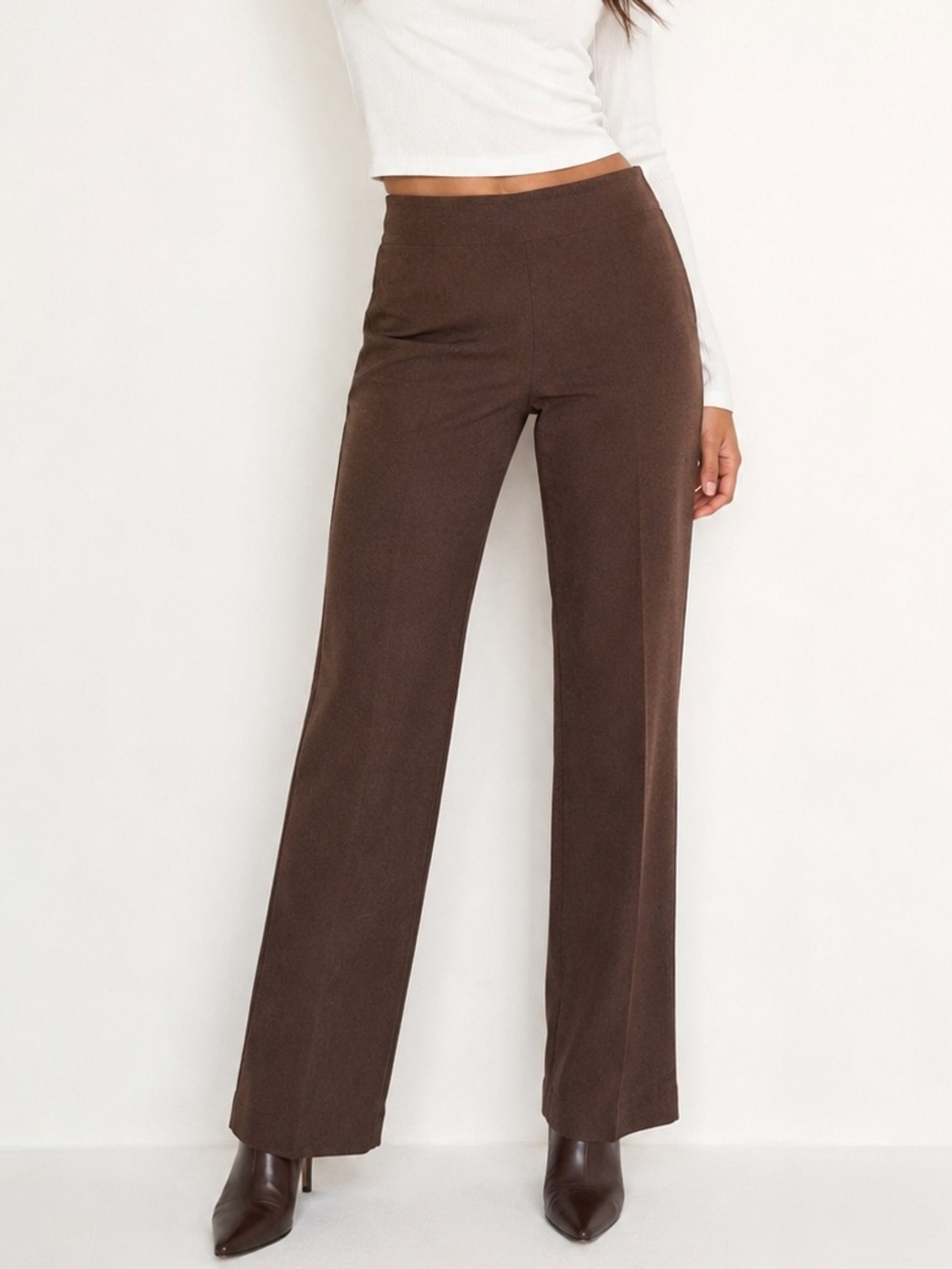 The Limited Stretch Brown Wide/Straight Leg Work Dress Office Pants Side Zipper